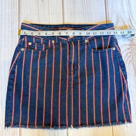 American Eagle Outfitters Blue Red Pencil Mini Skirt - Picture 5 of 5